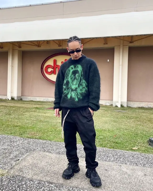 Bark outfit in BornxRaised, Rick Owens, and Balenciaga, 2022
