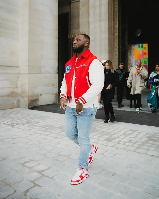 Headie One outfit in Louis Vuitton, Amiri, and Yayoi Kusama, 2023