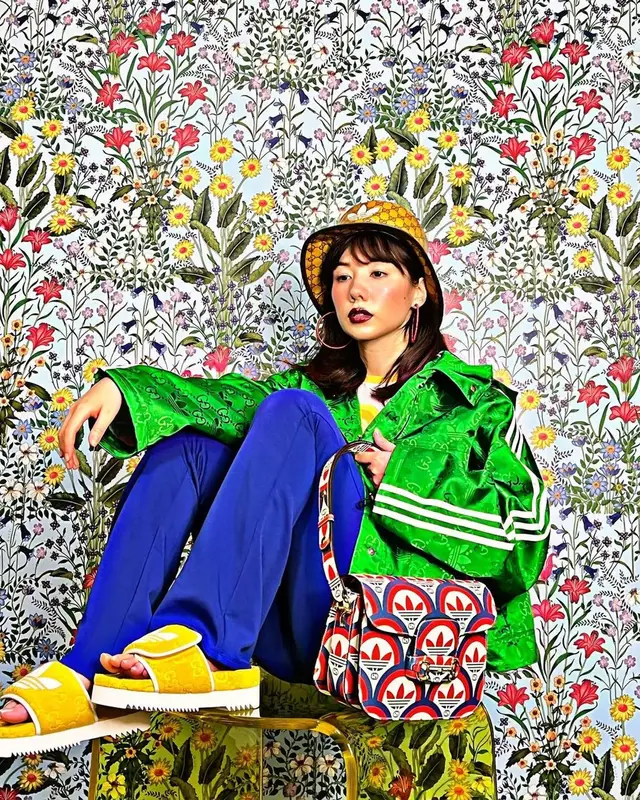 Riisa Naka outfit in Gucci and Adidas, 2022