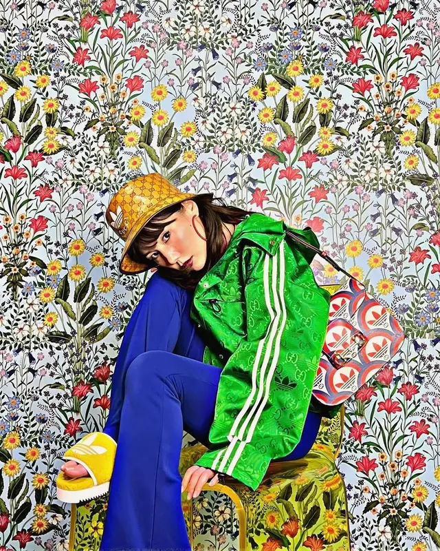Riisa Naka outfit in Gucci and Adidas, 2022