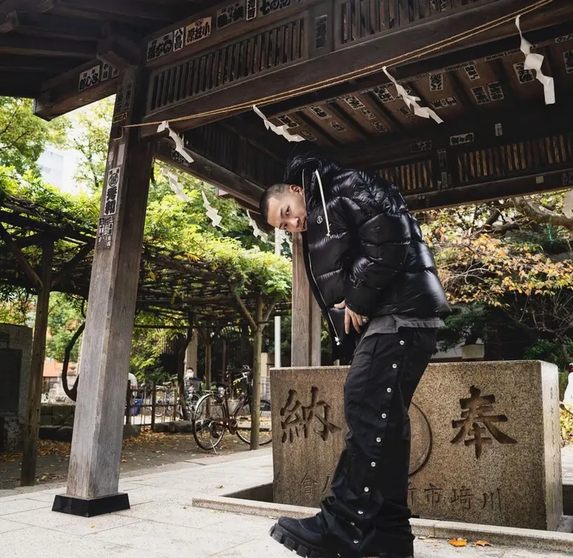 Benjazzy outfit in Moncler, Prada, and Rick Owens, 2022