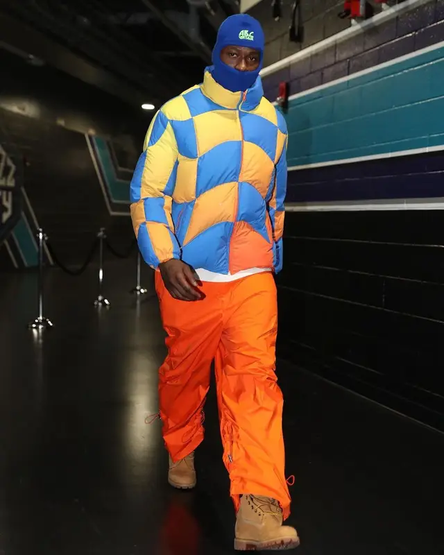 Terry Rozier outfit in ERL, Moncler, and Timberland, 2023