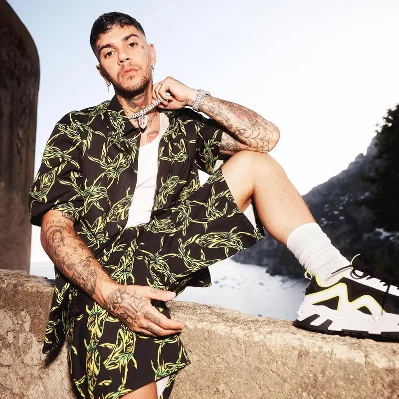 Emis Killa outfit in MSGM, 2022