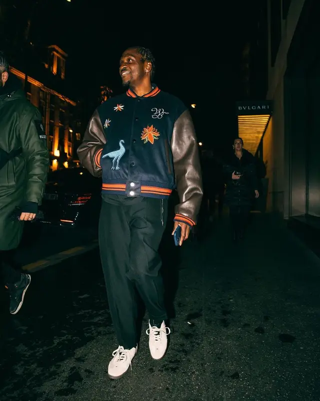 Pusha T outfit in Wales Bonner and Adidas, 2023
