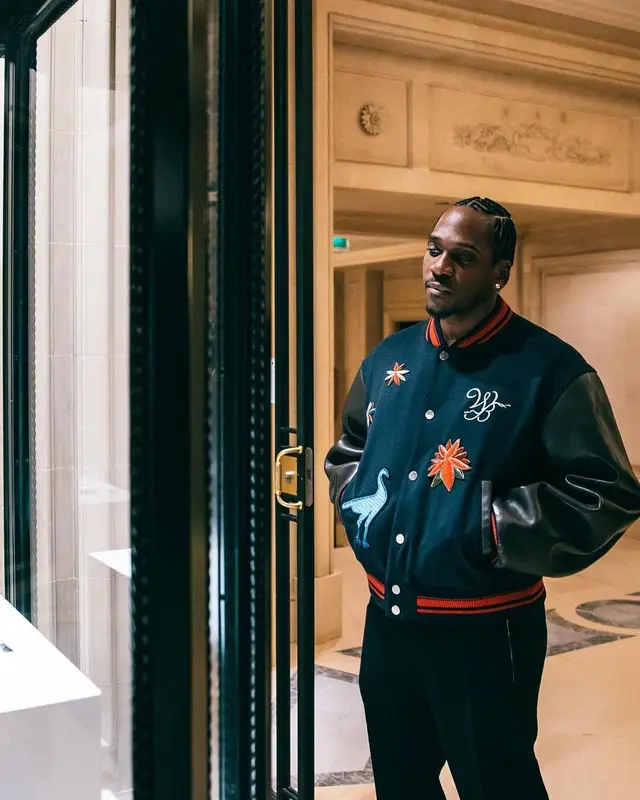 Pusha T outfit in Wales Bonner and Adidas, 2023