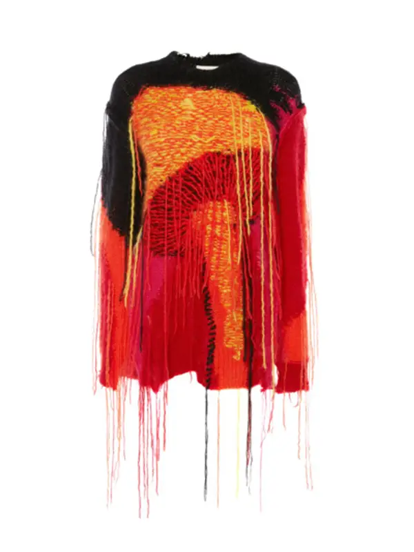 Alexander McQueen Mushroom Forest Distressed Mohair Blend Sweater $2190
