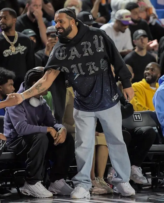 Drake outfit in Scarborough Shooting Stars, Drake Merch, and Nike, 2023