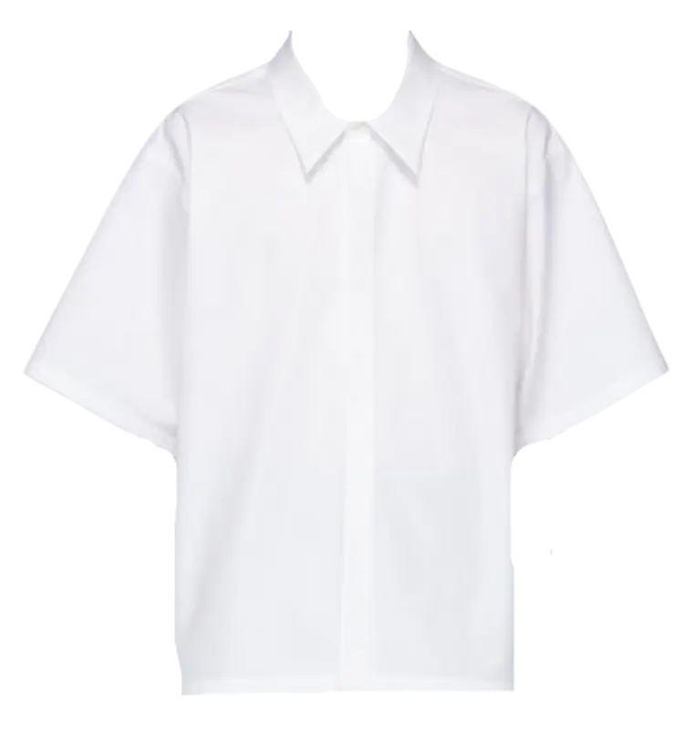 Maison Margiela White Heavy Poplin Short Sleeve Shirt $710