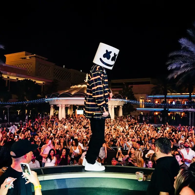 Marshmello outfit in Givenchy, Nike, and Marshmello Merch, 2023