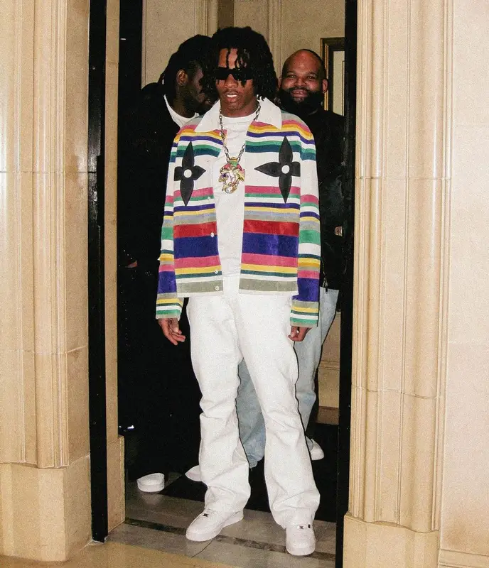 Lil Baby outfit in Louis Vuitton, Gallery Dept., and Prada, 2023
