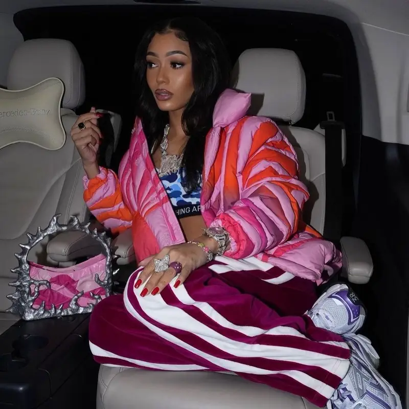 Coi Leray outfit in ERL, Bape, and Paradoxe Paris, 2023