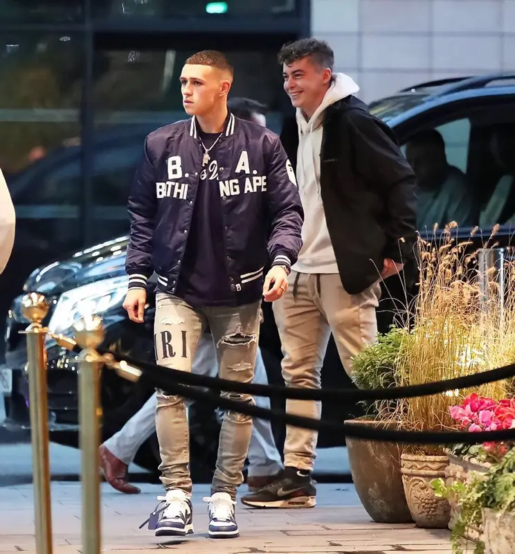 Phil Foden outfit in Bape, Amiri, and Off-White, 2022