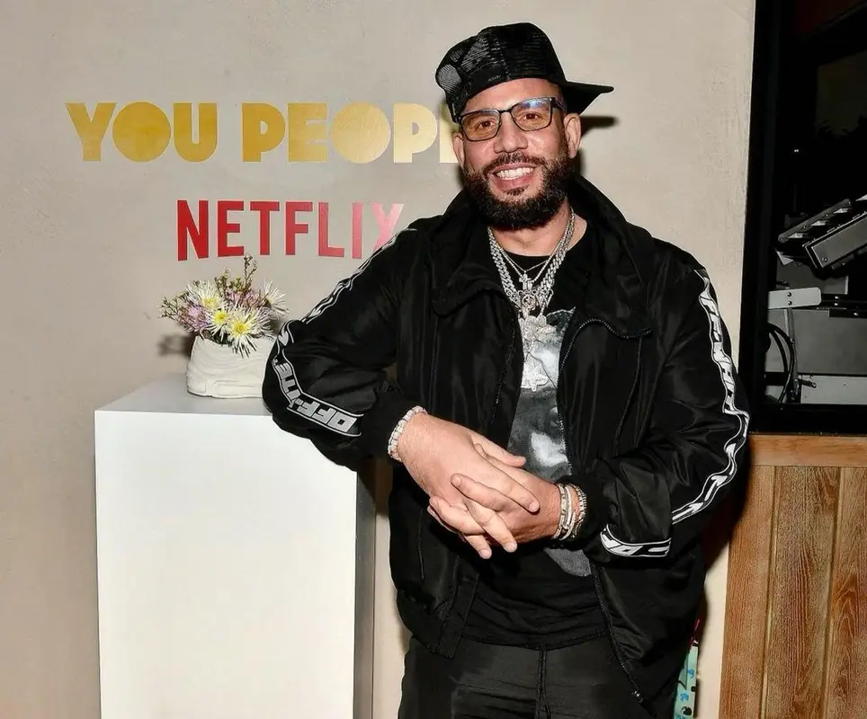 DJ Drama outfit in Off-White, Tom Ford, and Amiri, 2023