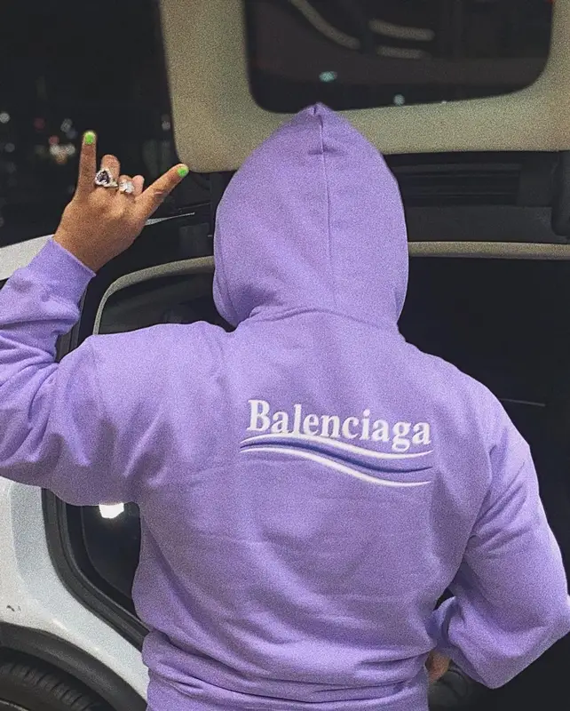 Kamaiyah outfit in Balenciaga and Nike, 2021