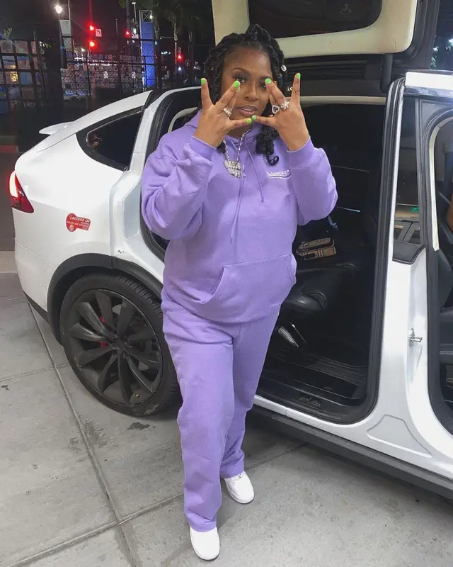 Kamaiyah outfit in Balenciaga and Nike, 2021