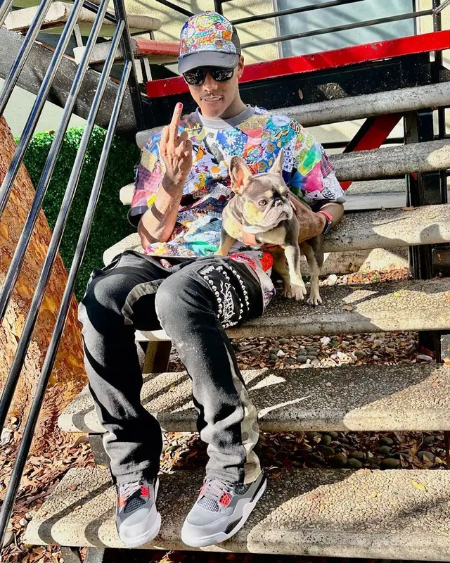 Famous Dex outfit in Section 8, Jordan, and Prada, 2023