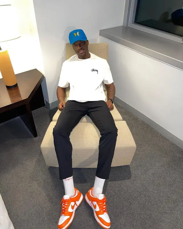 Joey B outfit in Stussy, Supreme, and Hanes, 2021
