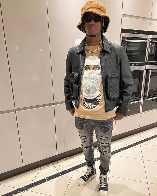 Wilfried Zaha outfit in Louis Vuitton, Ih Nom Uh Nit, and Rick Owens, 2023