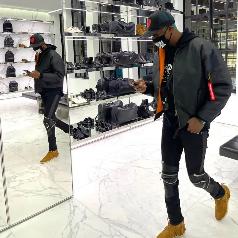 Joey B outfit in Alpha Industries, Billionaire Boys Club, and Off-White, 2021