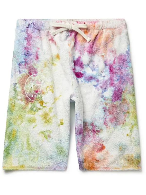 Camp High Transcendence Logo-Embroidered Tie-Dyed Cotton-Terry Drawstring Shorts $180