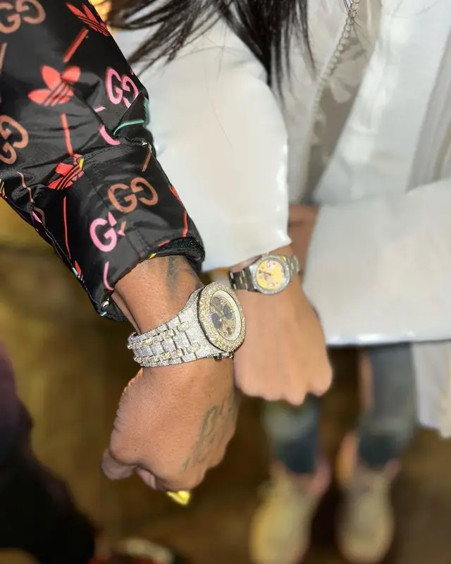 Benny The Butcher outfit in Gucci, Amiri, and Adidas, 2023