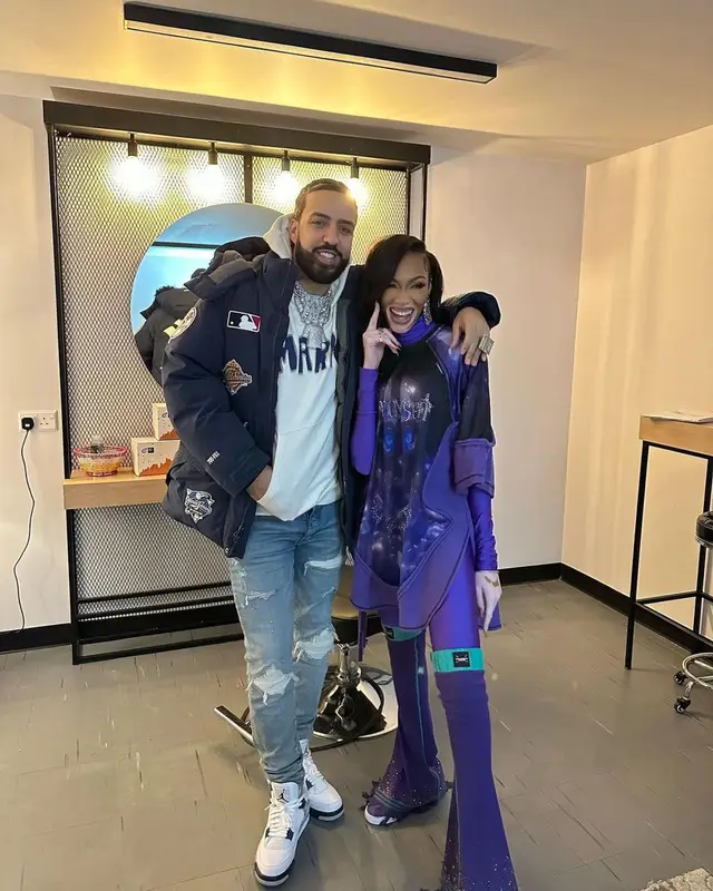 French Montana outfit in Supreme, Marni, and New York Yankees, 2023