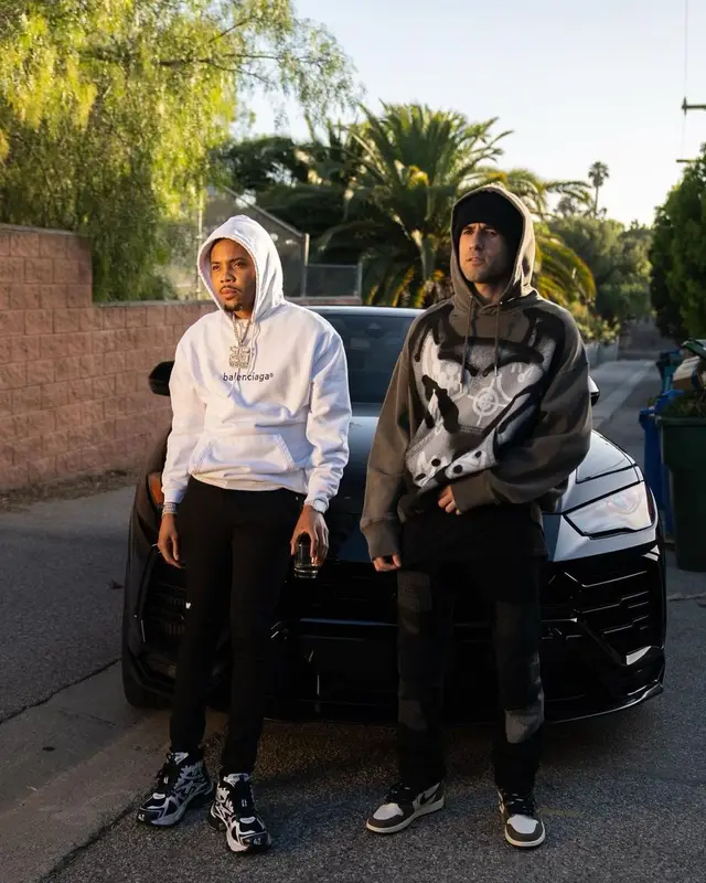 G Herbo outfit in Balenciaga and Amiri, 2022