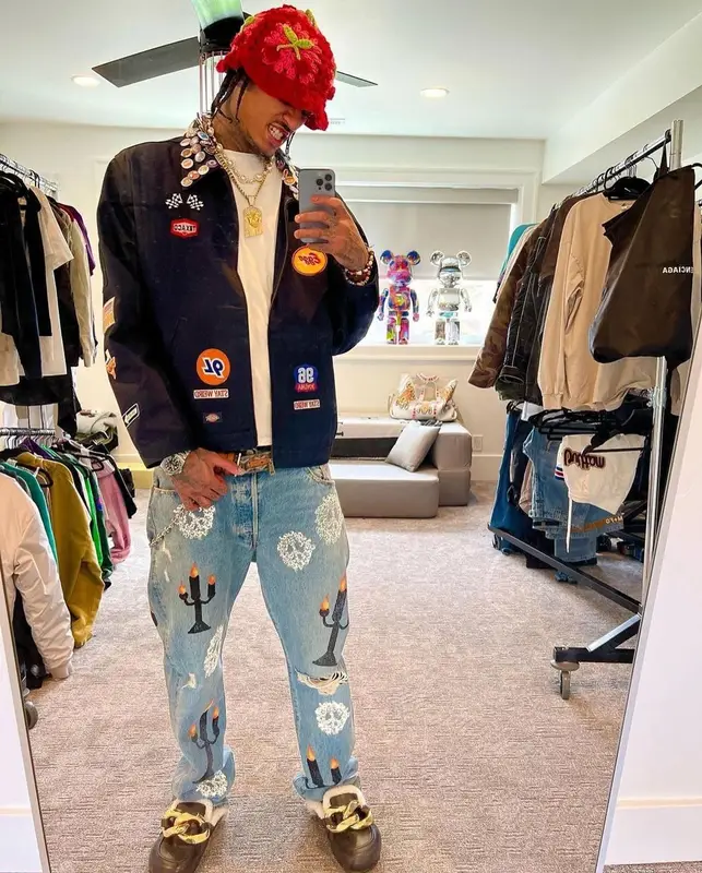 Jordan Clarkson outfit in Virgil Abloh, Goyard, and No Name, 2023