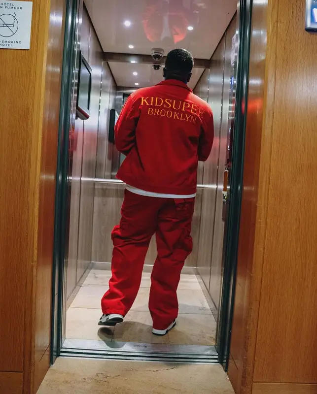 Michael Dapaah outfit in KidSuper and Off-White, 2023