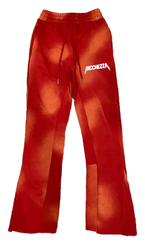 Ricchezza Forever Clouded Red Flared Sweatpants $120
