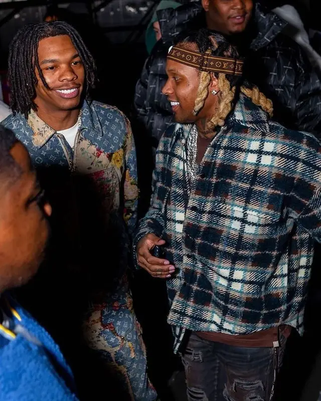 Lil Durk outfit in Amiri and Louis Vuitton, 2023