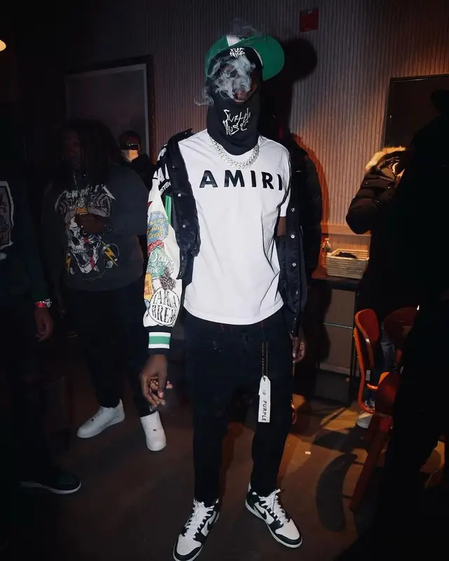 PGF Nuk outfit in Amiri, Purple Brand, and Nike, 2023