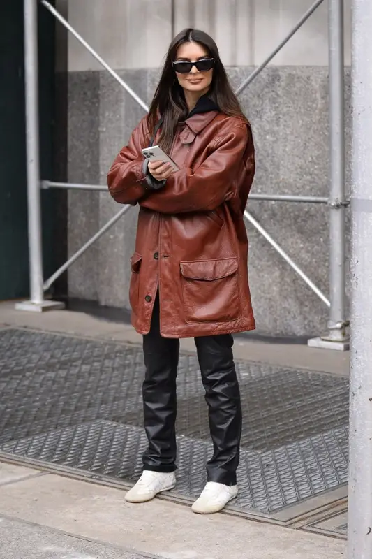 Emily Ratajkowski outfit in Hermes, Versace, and Fendi, 2023