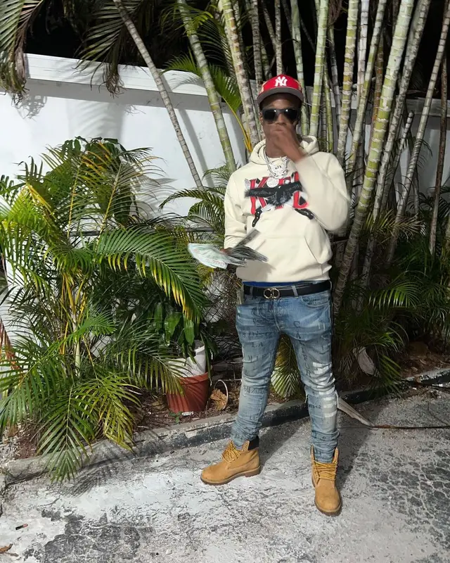 Lil Double 0 outfit in Sniper Gang Apparel, Jon Stan, and New York Yankees, 2023
