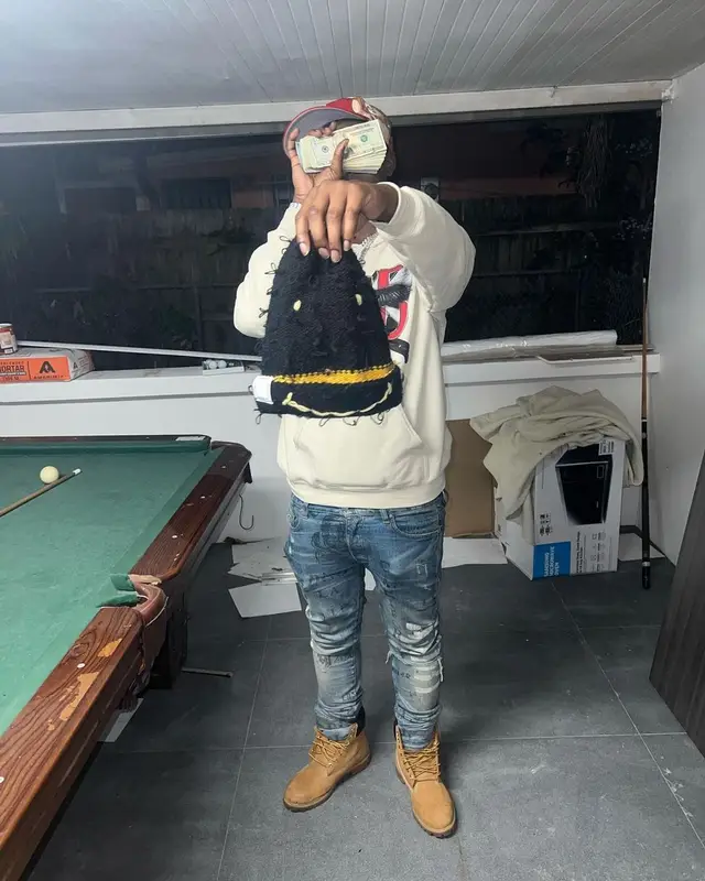 Lil Double 0 outfit in Sniper Gang Apparel, Jon Stan, and New York Yankees, 2023