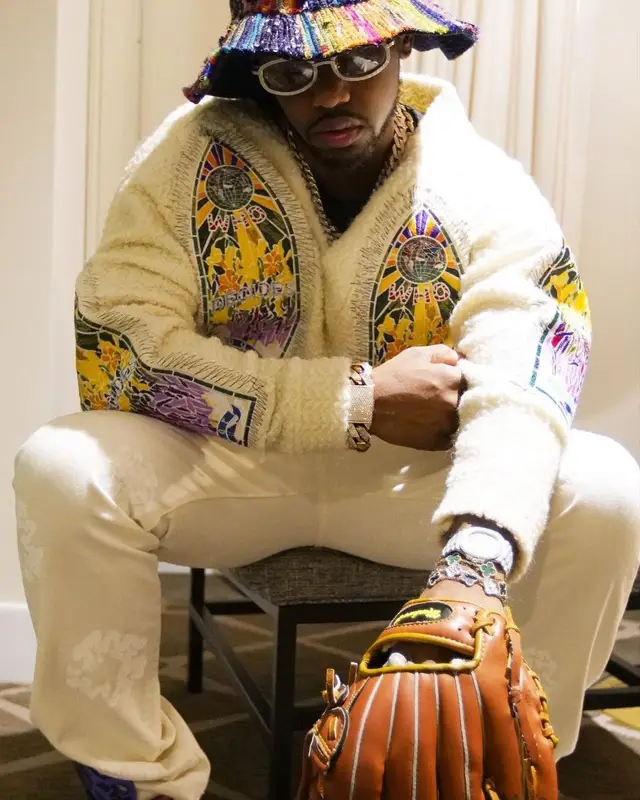 Fabolous outfit in Who Decides War, Denim Tears, and Nike, 2023