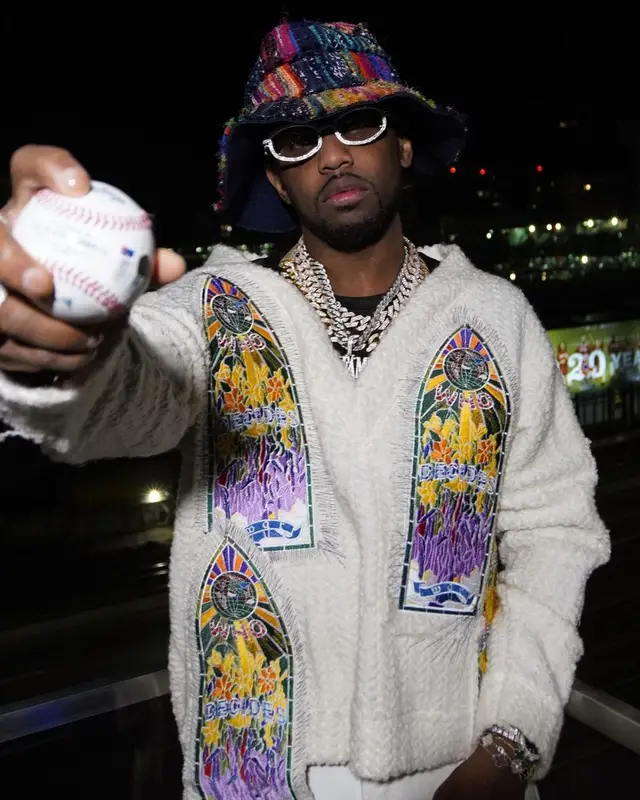 Fabolous outfit in Who Decides War, Denim Tears, and Nike, 2023