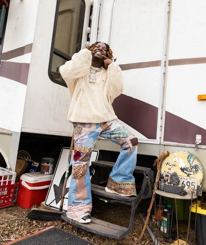 Jackboy outfit in Maison Mihara Yasuhiro, Kapital, and Rick Owens, 2023