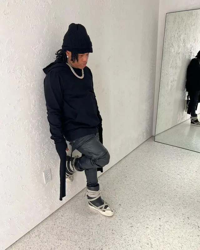 Rylo Rodriguez outfit in Rick Owens, 2023