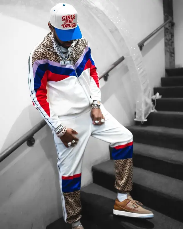 Fabolous outfit in Palm Angels, Jordan, and Goyard, 2023