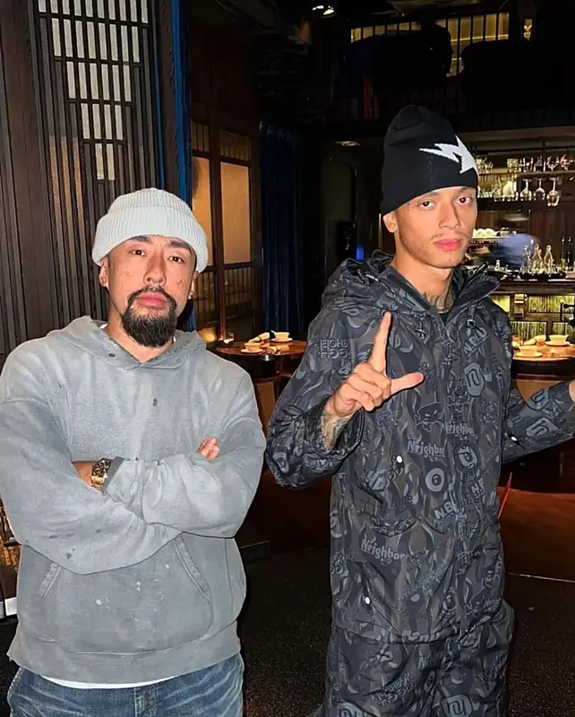 Central Cee outfit in Neighborhood, Bape, and F.C.Real Bristol, 2023