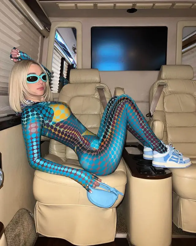 Sarah Snyder outfit in Jean Paul Gaultier, Amiri, and Gucci, 2023
