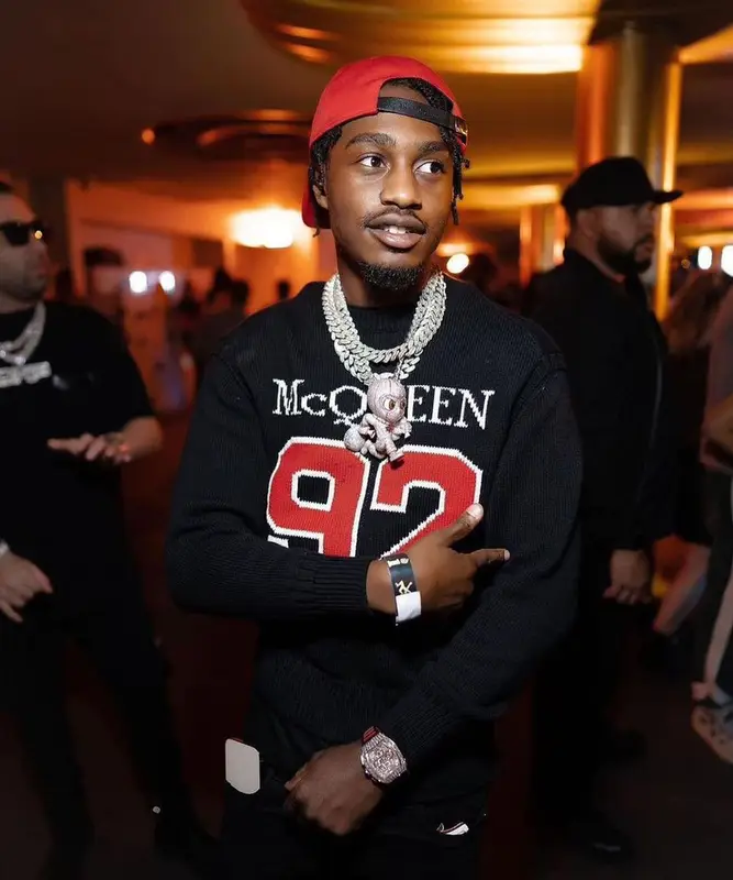Lil Tjay outfit in Alexander McQueen, Amiri, and Nike, 2023