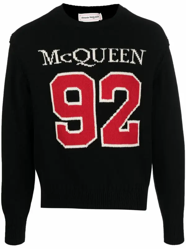Alexander McQueen Intarsia-Knit Knitted Cotton Black Jumper $1590