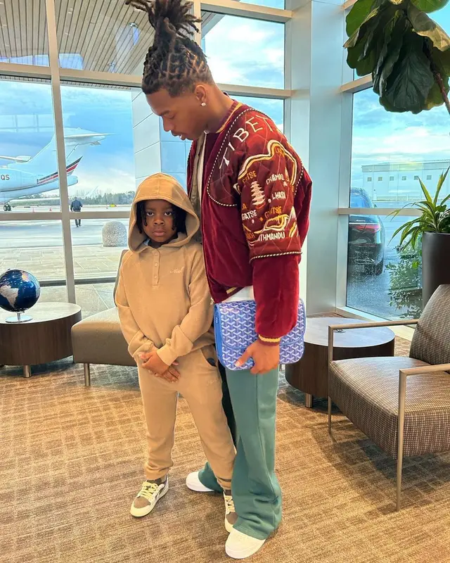 Lil Baby outfit in Kapital, Nike, and Goyard, 2023