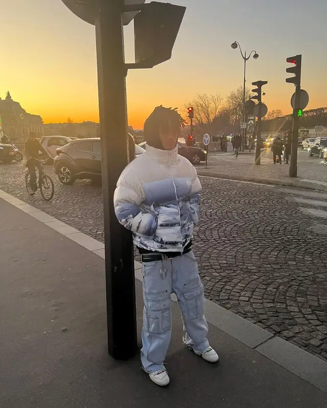 Jaden Smith outfit in Louis Vuitton, Supreme, and New Balance, 2023