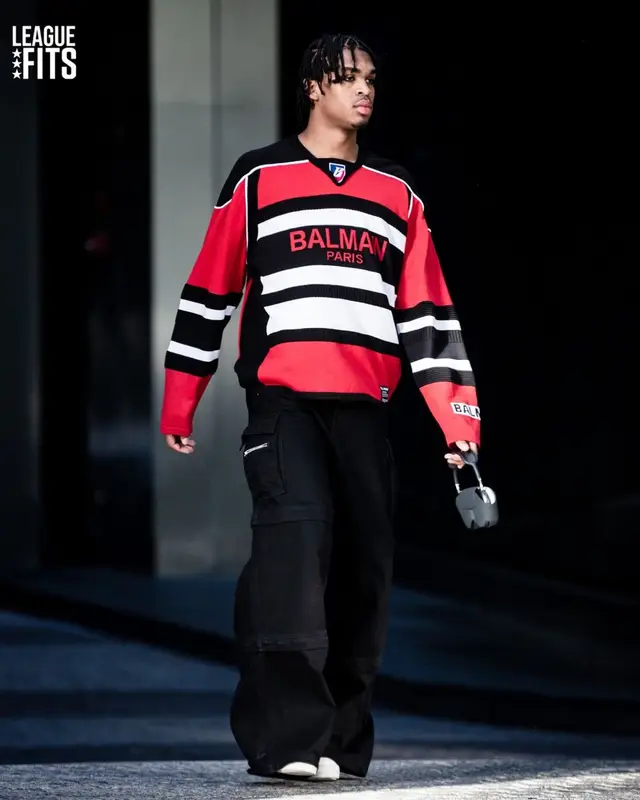 Joshua Christopher outfit in Balmain, Vetements, and Rick Owens, 2023
