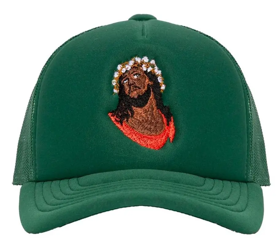Denim Tears Crown Made of Cotton Green Trucker Hat $60