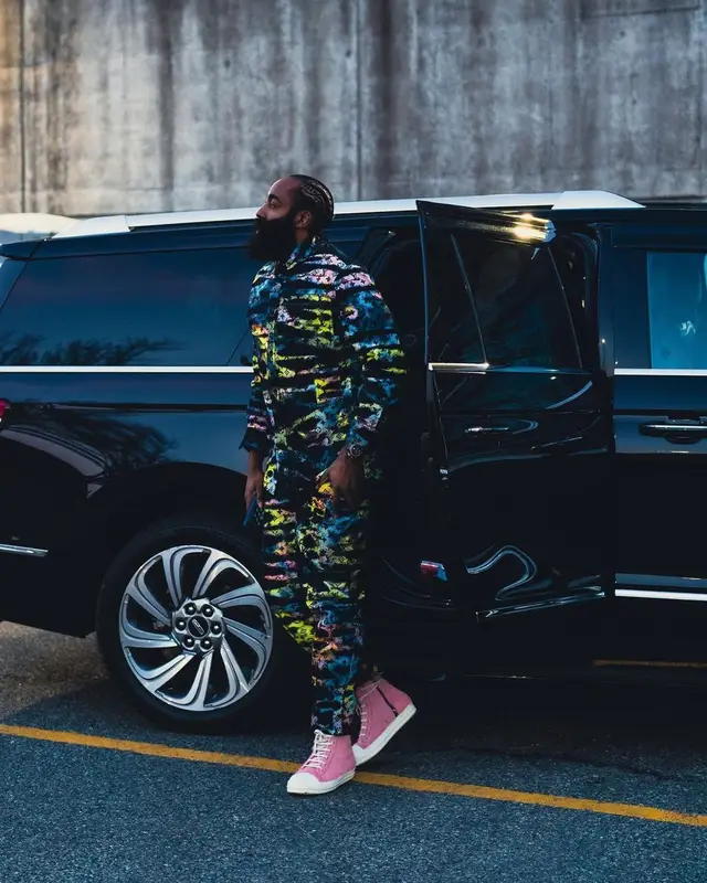 James Harden outfit in Louis Vuitton and Rick Owens, 2023