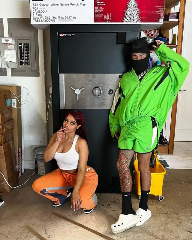 6ix9ine outfit in Balenciaga, Amiri, and Nike, 2023